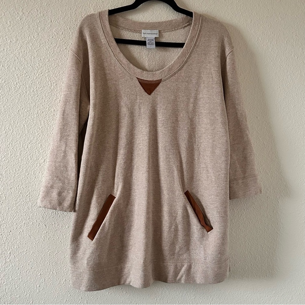 Soft Surroundings Scoop Neck Tunic 3/4 Sleeve Sweater Women Size Medium